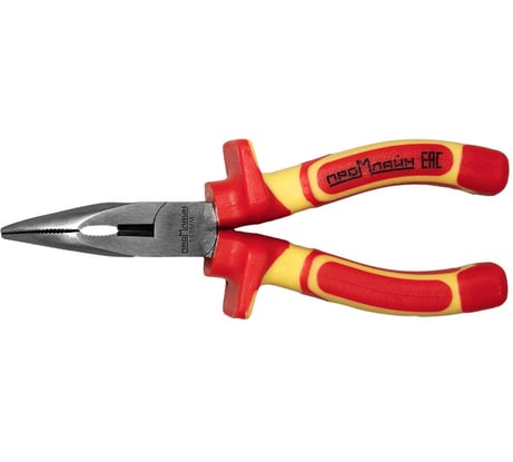 Диэлектрические длинногубцы Промлайн 160мм, до 1000В, изогнутые, 2К рукоятка ПЛ0210205160_z022