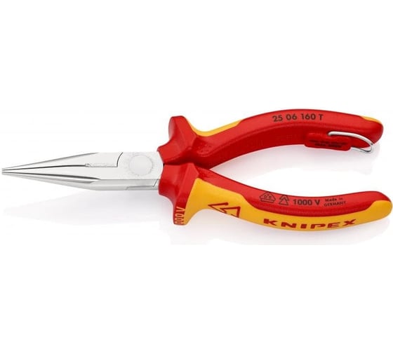 Длинногубцы KNIPEX с режущей кромкой радиомонтажные VDE L-160 мм KN-2506160T 1
