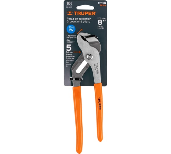 Переставные клещи 200 мм Truper PEX-8 17350