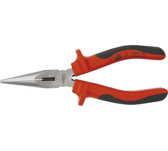 Удлиненные прямые плоскогубцы NEO Tools 160 мм 1000 В 01-053