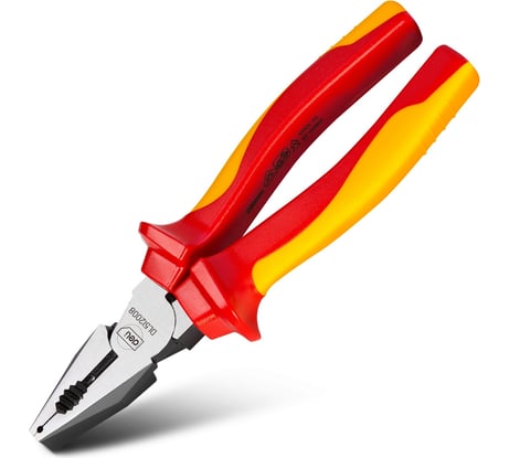 Диэлектрические комбинированные плоскогубцы DELI dl512008 200мм сертификат vde до 1000в, сталь cr-v, рукоять pp+tpr 110600