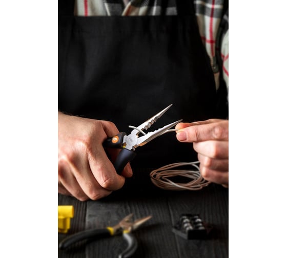 Удлиненные плоскогубцы DELI home series gray ht2106c 160 мм, эксклюзивный дизайн, рукоятка софттач пластик, подарочная упаковка 112894