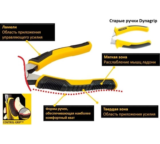 Комбинированные плоскогубцы 180мм STANLEY CONTROL-GRIP 0-74-454