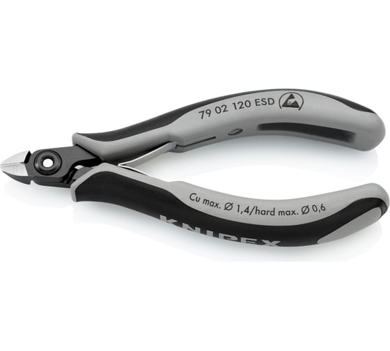 Прецизионные бокорезы KNIPEX ESD маленькая головка, 120 мм, 2-комп антистатические ручки KN-7902120ESD
