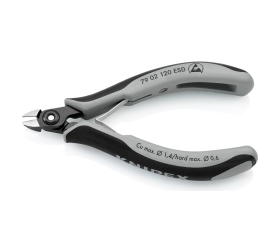 Прецизионные бокорезы KNIPEX ESD маленькая головка, 120 мм, 2-комп антистатические ручки KN-7902120ESD