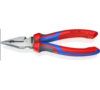 Комбинированные остроконечные плоскогубцы KNIPEX с удлинёнными губками, длина 185 мм, фосфатированные, 3-комп ручки KN-0822185