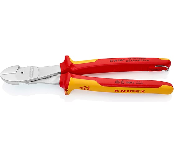Кусачки боковые особой мощности со страховочным креплением 250 мм KNIPEX KN-7406250TBK