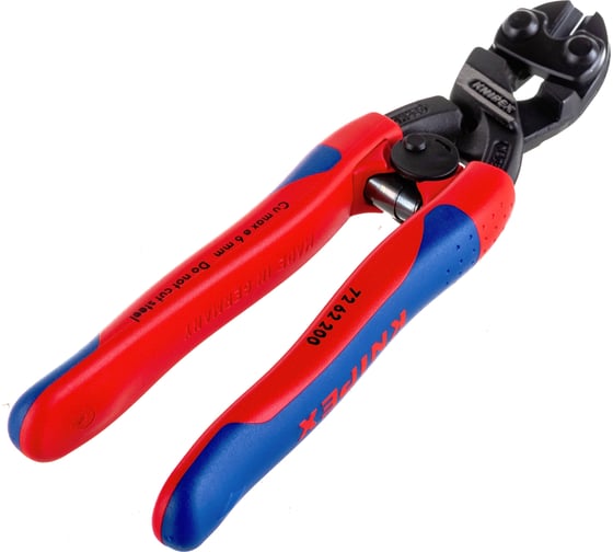 Бокорезы для реза мягкого металла и пластика Knipex губки 20°,пружина, 200 мм, 2-комп ручки KN-7262200