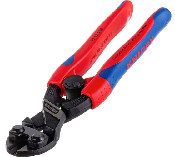 Бокорезы для реза мягкого металла и пластика Knipex губки 20°,пружина, 200 мм, 2-комп ручки KN-7262200