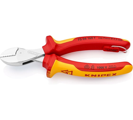 Кусачки со страховочным креплением 160 мм KNIPEX X-Cut KN-7306160TBK