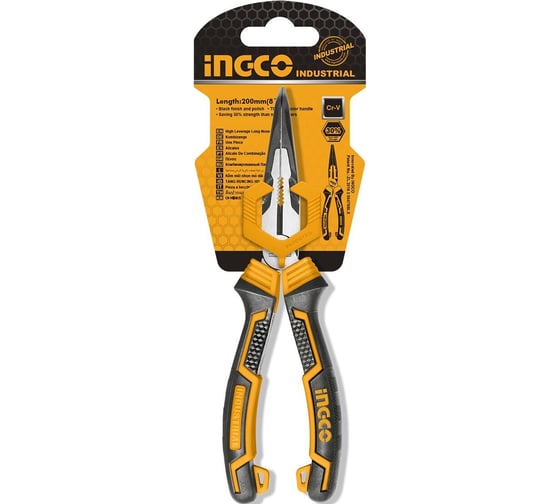 Тонкогубцы INGCO INDUSTRIAL изогнутые, 200 мм HHBNP28201