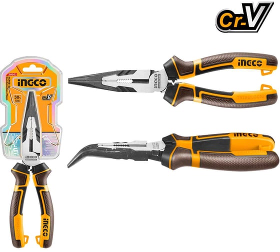 Тонкогубцы INGCO INDUSTRIAL изогнутые, 200 мм HHBNP28201