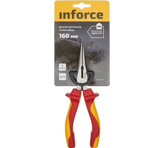 Диэлектрические тонкогубцы Inforce 160мм 1000В 06-18-20