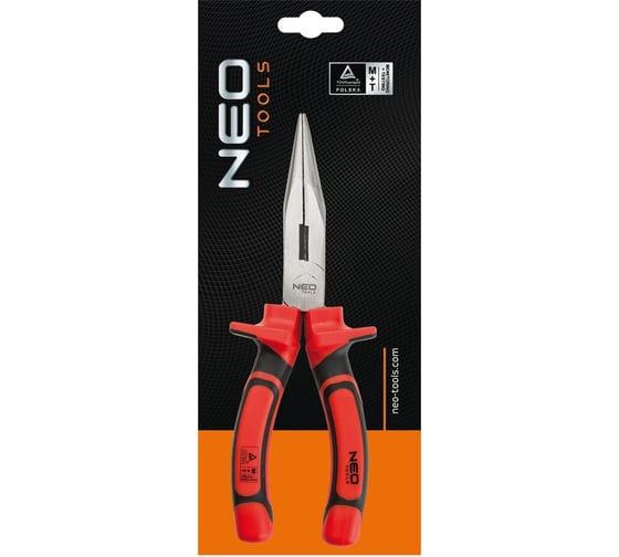 Удлиненные прямые плоскогубцы NEO Tools 160мм, 1000В 01-063