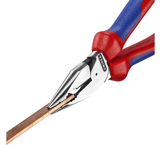 Комбинированные остроконечные плоскогубцы KNIPEX с удлинёнными губками, длина 185 мм, фосфатированные, двухкомпонентные ручки SB KN-0822185SB