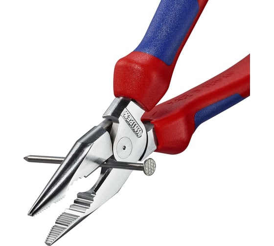 Комбинированные остроконечные плоскогубцы KNIPEX с удлинёнными губками, длина 185 мм, хром, двухкомпонентные ручки SB KN-0825185SB