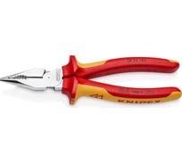 Комбинированные остроконечные плоскогубцы KNIPEX с удлинёнными губками, длина 185 мм, хром, двухкомпонентные диэлектрические ручки SB KN-0826185SB