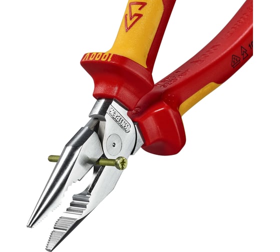 Комбинированные остроконечные плоскогубцы KNIPEX с удлинёнными губками, длина 185 мм, хром, двухкомпонентные диэлектрические ручки SB KN-0826185SB