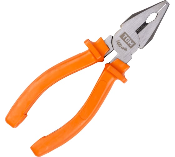 Пассатижи (плоскогубцы) TDM ELECTRIC с пластиковыми рукоятками, углеродистая сталь, 160 мм, серия "Гранит" SQ1009-0101