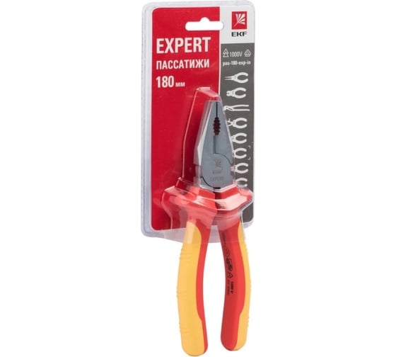 Пассатижи EKF Expert PROxima 180 мм, 1000 В 1317815 pas-180-exp-in