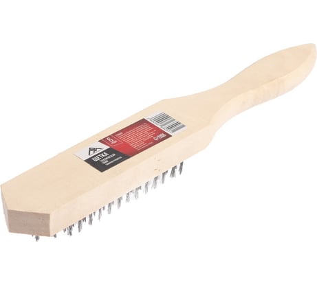 Щетка ЛОМ металлическая ручная деревянная рукоятка, 6-рядная 2768007