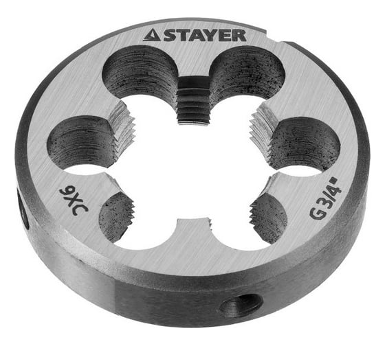 Плашка круглая ручная  MASTER  сталь 9ХС для трубной резьбы G 3/4`` Stayer 28029-3/4 1