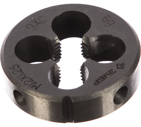 Круглая ручная плашка для нарезания метрической резьбы, мелкий шаг, Зубр "МАСТЕР" М12x1,25 4-28022-12-1.25П