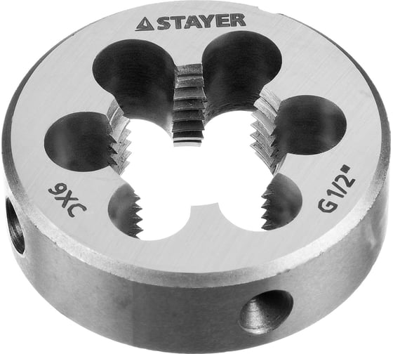 Круглая ручная плашка, сталь 9ХС для трубной резьбы Stayer MASTER G 1/2" 28029-1/2 1