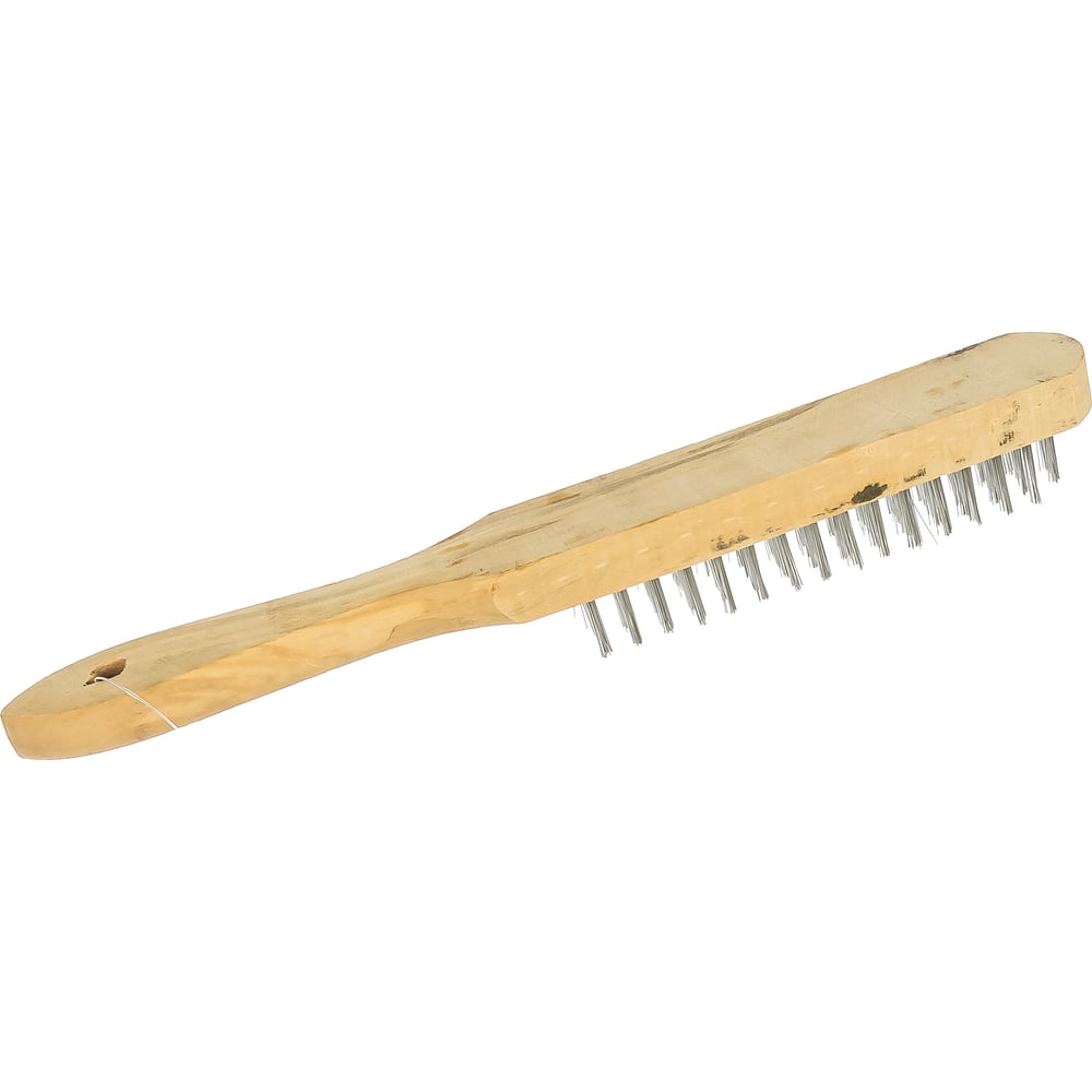 Металлическая 4-рядная щетка, деревянная ручка Калибр 00000041885 ...