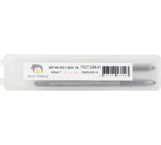 Метчик SDW TOOLS м/р М4,0x0,7 р6м5 lh к-т 2 шт. с прох. хв. ta00652