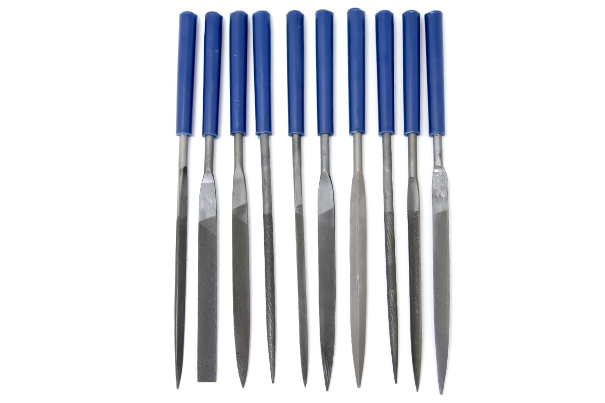 Набор надфилей № 1, 140х 50х3 мм, обрезиненные рукоятки 10 шт. чехол ...