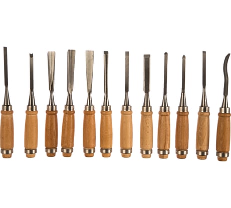 Набор фигурных стамесок STAYER PROFI с деревянной ручкой, 12шт 1835-H12_z01