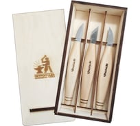 Резчицкий набор N13, 3 ножа в деревянной коробке ПЕТРОГРАДЪ М00016239