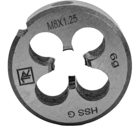Круглая ручная плашка М8х1.25, HSS, Ф25х9 мм Thorvik D-COMBO MD8125 52834