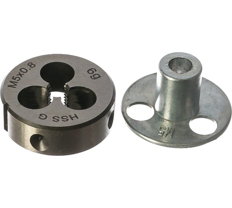 Круглая ручная плашка с направляющей в наборе М5х0.8, HSS, Ф25х9 мм Thorvik D-DRIVE MDG508 52861