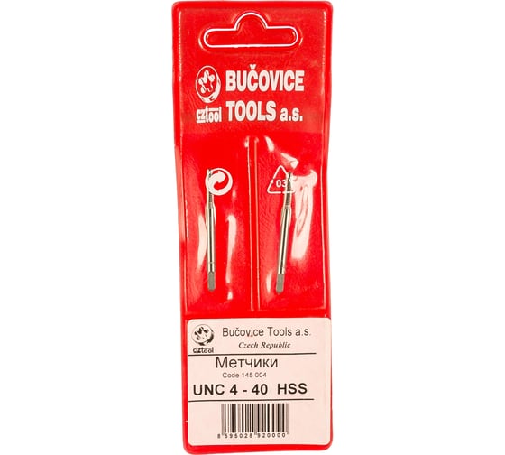 Набор метчиков Bucovice Tools из 2-х, DIN 352 HSS, UNC 4, 40 н/д 145004. 145004-2 1