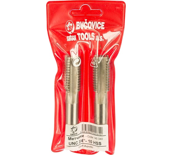 Набор метчиков Bucovice Tools из 2-х, DIN 352 HSS, UNC 3/4, 10 н/д 145340 145340-2