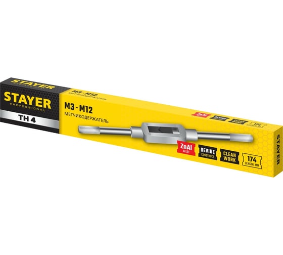 Метчикодержатель Stayer №4, М3-М12, 174мм, Professional 28035-4_z01