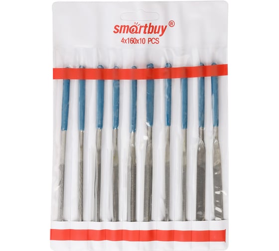 Набор надфилей d4x160мм,10 шт, разл. формы, карман, пвх ручка, tools Smartbuy SBT-TFS-10p2
