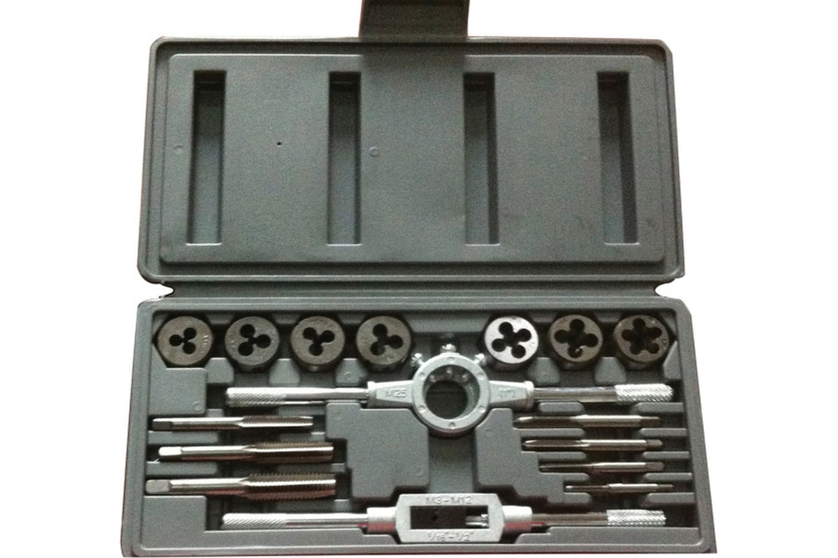 Набор метчиков и плашек Политех 16 предметов в пластиковой коробке ...