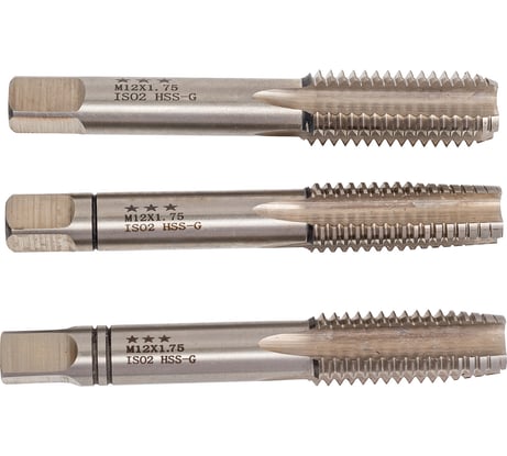 Ручной метчик D.BOR HSS-G DIN 352 тип N, 3 пр., M12x1.75 9G10M12-1702D