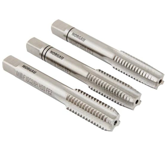 Комплект ручных метчиков 3 шт NORGAU M22х2,5 013002490