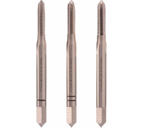 Набор метчиков из 3-х шт. H-Tools М2.5 шаг 0.45мм DIN352 HSS-G 230025HT