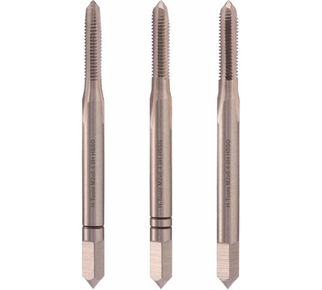 Набор метчиков из 3-х шт. H-Tools М2 шаг 0.4мм DIN352 HSS-G 230020HT