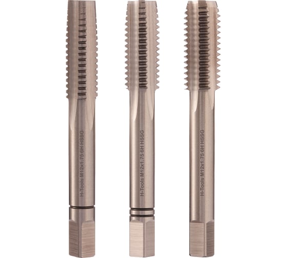 Набор метчиков из 3-х шт. H-Tools М12 шаг 1.75мм DIN352 HSS-G 230120HT