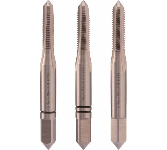 Набор метчиков из 3-х шт. H-Tools М6 шаг 1.0мм DIN352 HSS-G 230060HT 1