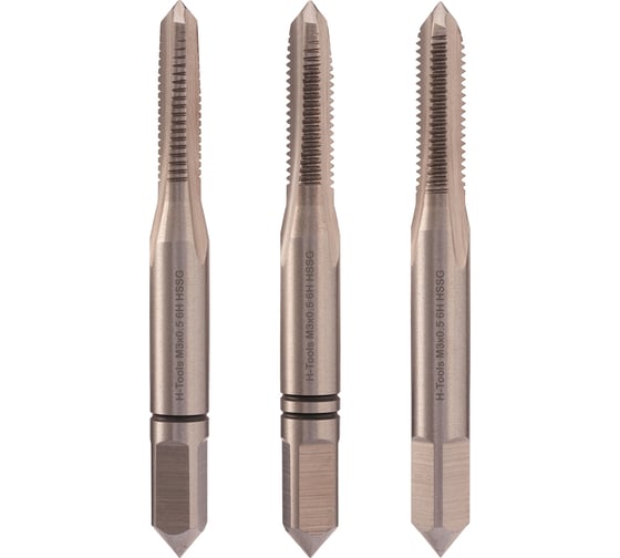 Набор метчиков из 3-х шт. H-Tools М3 шаг 0.5мм DIN352 HSS-G 230030HT 1