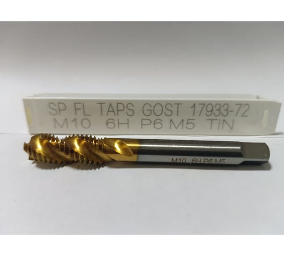Метчик Металлорежущий инструмент м/р винтовой М10x1.5 P6M5 TiN 4492396