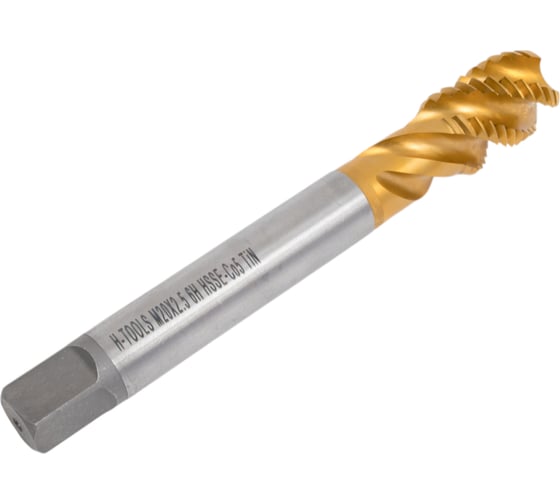 Машинный метчик с винтовой канавкой H-Tools М20 шаг 2.5 мм DIN376 HSSE-TiN 513X01-D2-0200