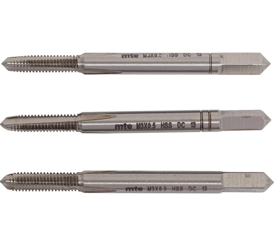 Ручной метчик MTE HSS DIN352 3 шт. M3x0,5 26393 1